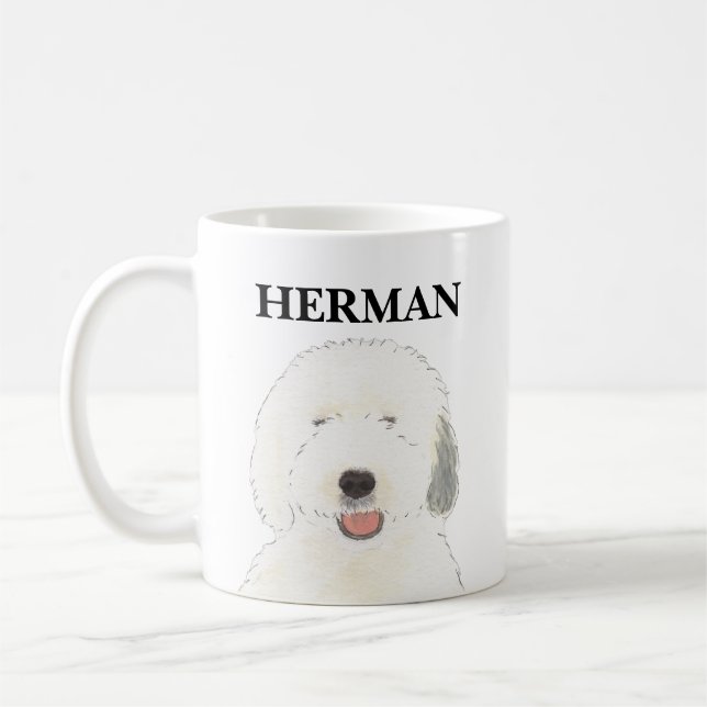 Personalised Old English Sheepdog Coffee Mug (Left)
