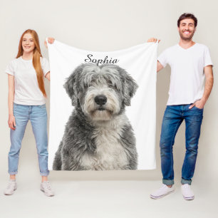 Personalised Old English Sheepdog Pet Photo Blanke Fleece Blanket