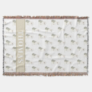 Personalised Old English Sheepdog Throw Blanket