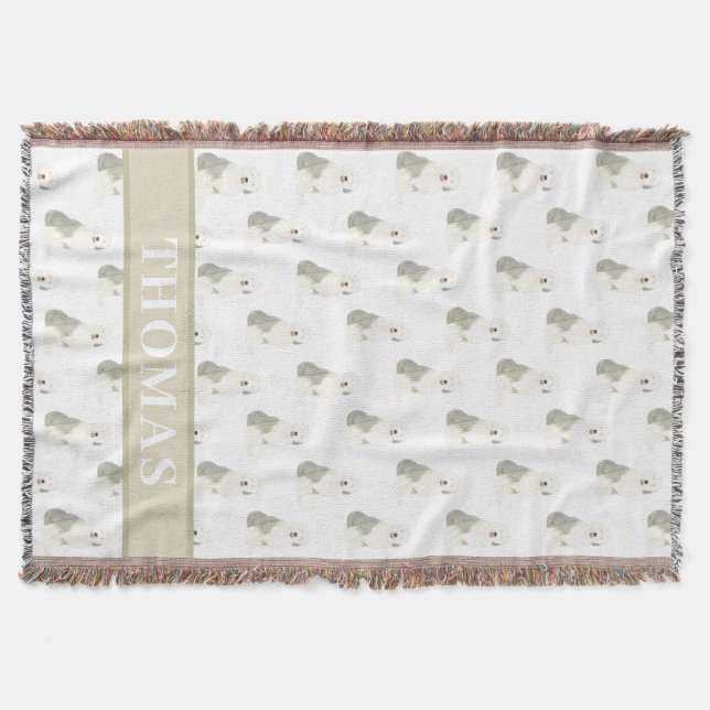 Personalised Old English Sheepdog  Throw Blanket (Front)