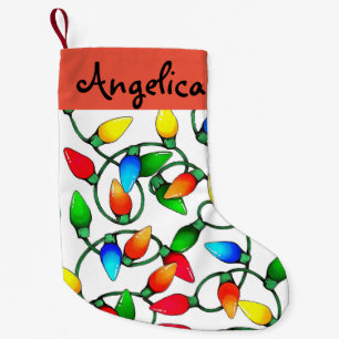Personalised Old Fashioned Christmas Lights Small Christmas Stocking