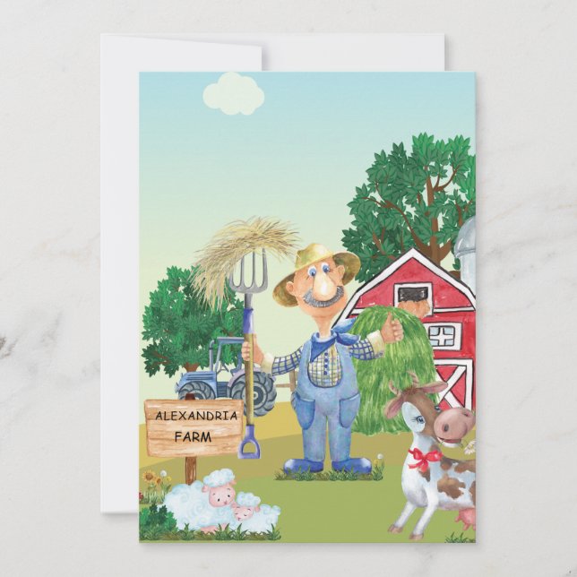 Personalised Old MacDonald's Birthday Invitation (Front)