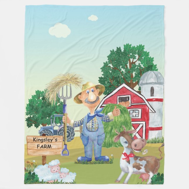 Personalised Old MacDonald's Farm Fleece Blanket (Front)