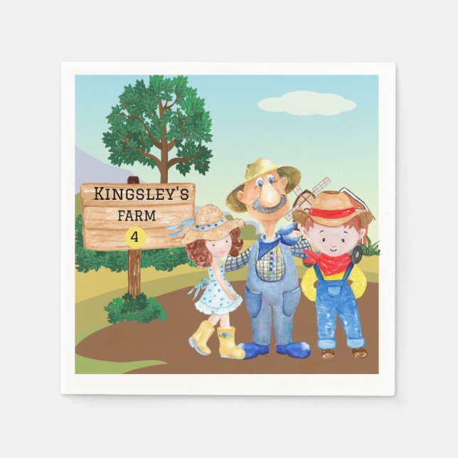 Personalised Old MacDonald's Farm Napkin (Front)