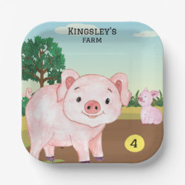 Personalised Old MacDonald's Pig Farm Paper Plate