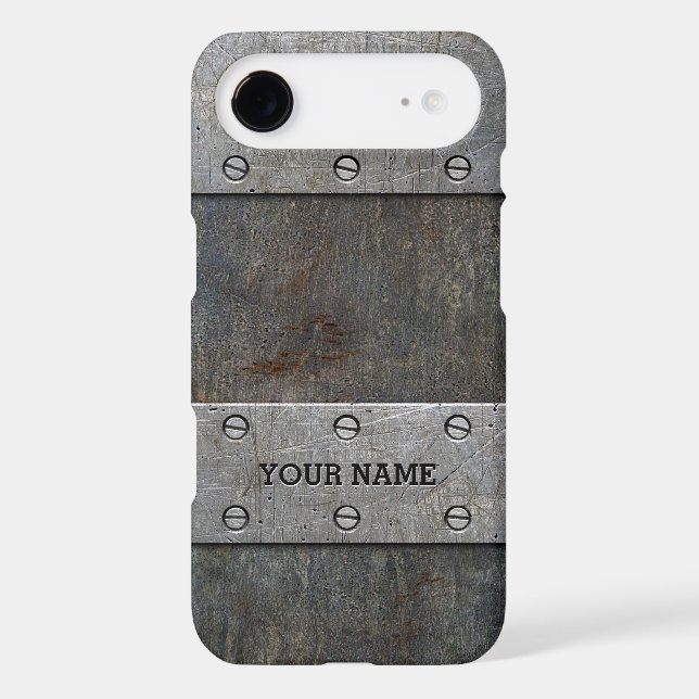 Personalised Old Metal Look Tough iPhone 7 Case (Back)