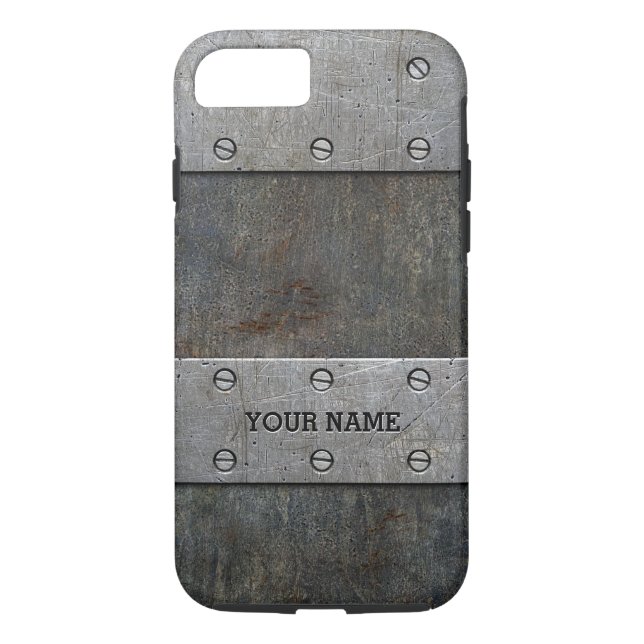 Personalised Old Metal Look Tough iPhone 7 Case (Back)
