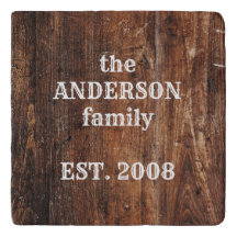 Personalised Old Rustic Wood Kitchen Stone Trivet