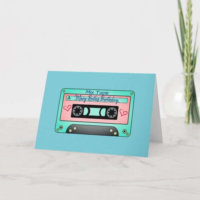 Personalised Old School Mix Tape Birthday Card (Front)
