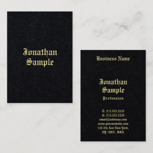 Personalised Old Style Text Black Gold Look Font Business Card