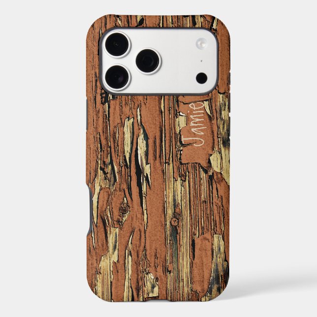 Personalised Old Wood Rustic Rugged iPhone Case (Back)