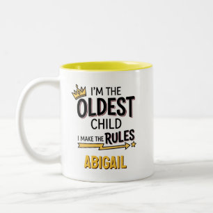 Personalised Oldest Child Funny Sibling Gift Big Two-Tone Coffee Mug