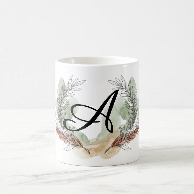 Personalised Olive Branch Monogram Mug | Botanical (Center)