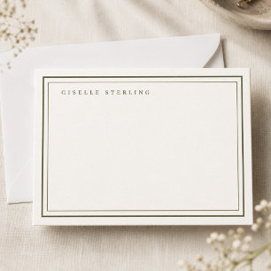 Personalised Olive Green Ivory Double Border Card