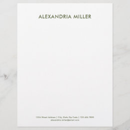 Personalised Olive Green Minimalist Letterhead