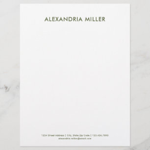 Personalised Olive Green Minimalist Letterhead