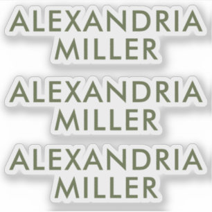 Personalised Olive Green Monogram Laptop Stickers