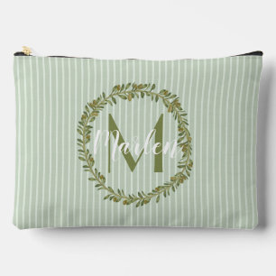 Personalised Olive Wreath Monogram  Accessory Pouch