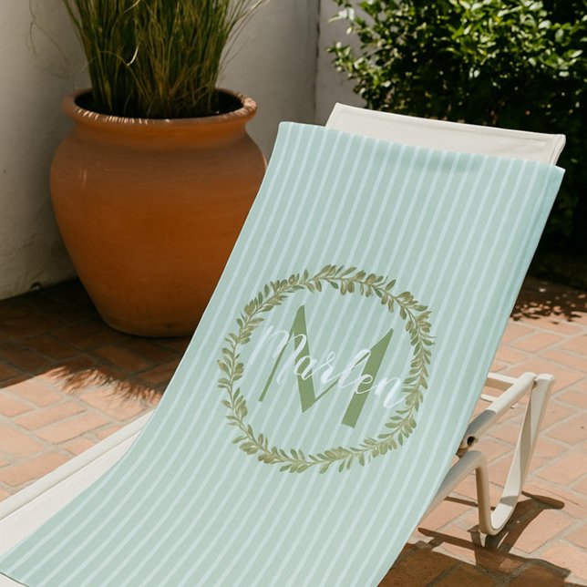 Personalised Olive Wreath Monogram  Beach Towel (Creator Uploaded)