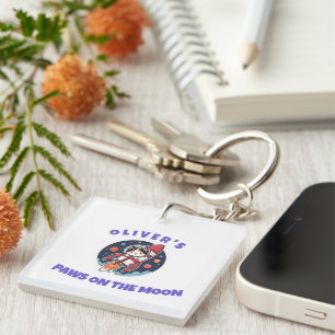 Personalised Oliver's Rocket Cat Keychain