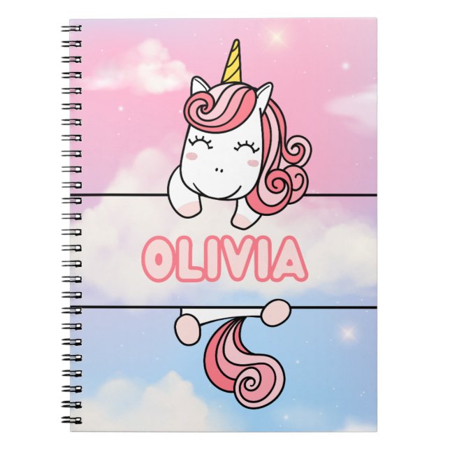 Personalised Olivia Unicorn Girlie Notebook (Front)