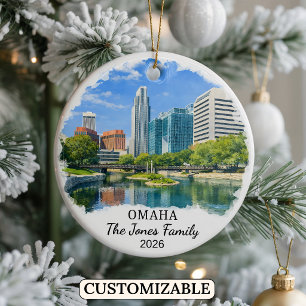Personalised Omaha Ornament, Custom Nebraska Ceramic Tree Decoration