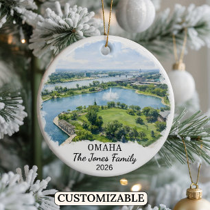 Personalised Omaha Ornament, Custom Nebraska Ceramic Tree Decoration