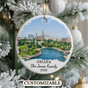 Personalised Omaha Ornament, Custom Nebraska Ceramic Tree Decoration