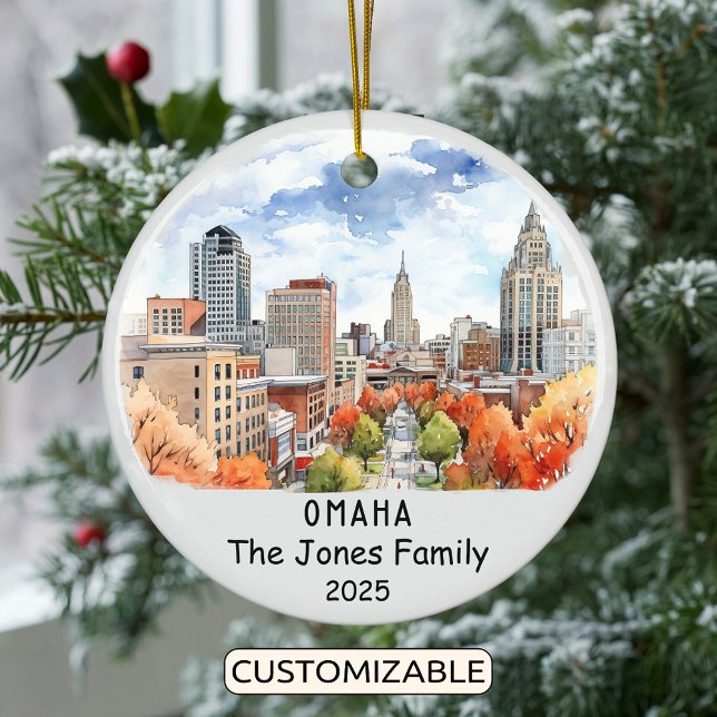 Personalised Omaha Ornament, Nebraska Ceramic Tree Decoration (Creator Uploaded)