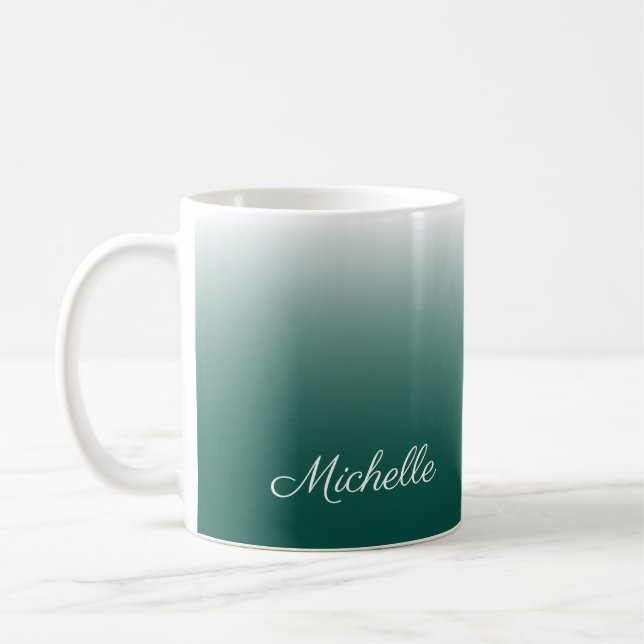 Personalised ombre gradient green coffee mug (Left)