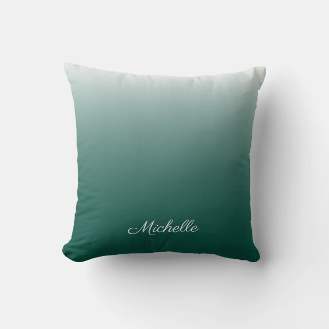 Personalised ombre gradient green cushion (Front)