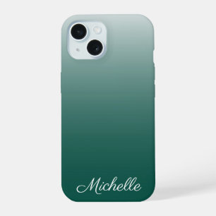 Personalised ombre gradient green iPhone 15 case
