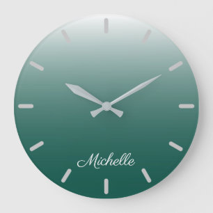 Personalised ombre gradient green large clock