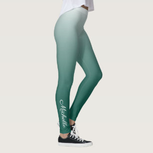 Personalised ombre gradient green leggings