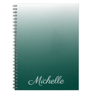 Personalised ombre gradient green notebook