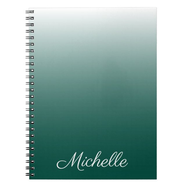 Personalised ombre gradient green notebook (Front)