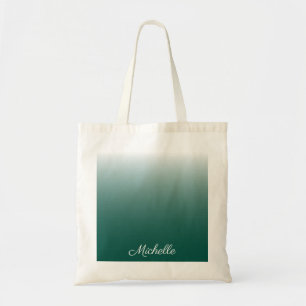 Personalised ombre gradient green tote bag