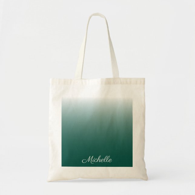 Personalised ombre gradient green tote bag (Front)