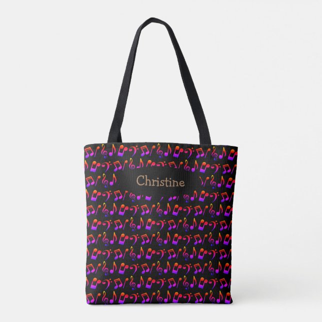 Personalised Ombre Music Tote Bag (Dark) (Back)