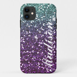 Personalised ombre purple Glitter IPhone5  Case