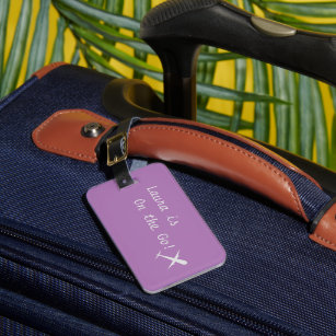 Personalised "On the Go" Aeroplane, Lavender Luggage Tag