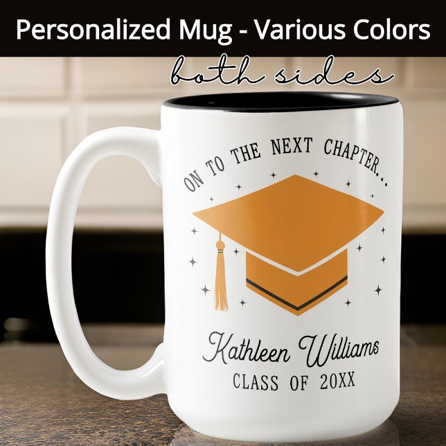 Personalised On to the Next Chapter Graduation Mug (graduation gift, graduation gift for her, high school graduation gift, graduate mug, )
