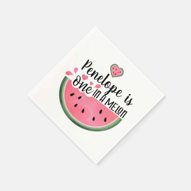 Personalised One In A Melon Birthday Napkin (Corner)