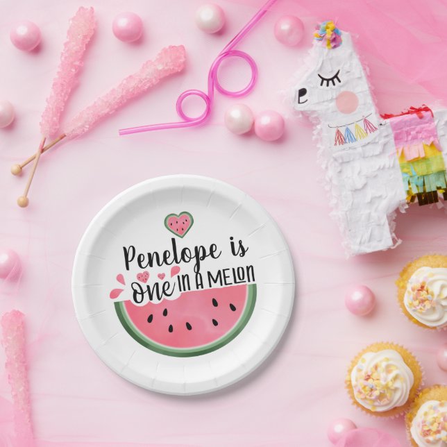 Personalised One In A Melon Birthday Paper Plate (Party)