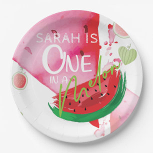 Personalised One In a Melon Cute summer Paper Plate
