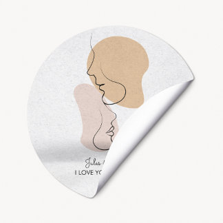 Personalised, One Line, Love, Boho, Arabic Classic Round Sticker
