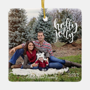 Personalised One Photo Holly Jolly Ornament