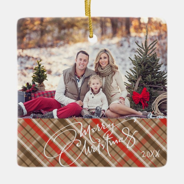 Personalised One Photo Merry Christmas Ornament (Front)