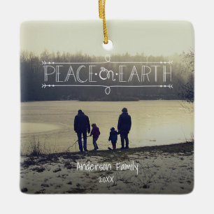 Personalised One Photo Peace On Earth  Ornament