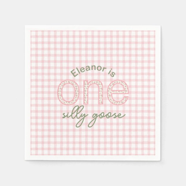 Personalised "One Silly Goose" Birthday Napkin (Front)